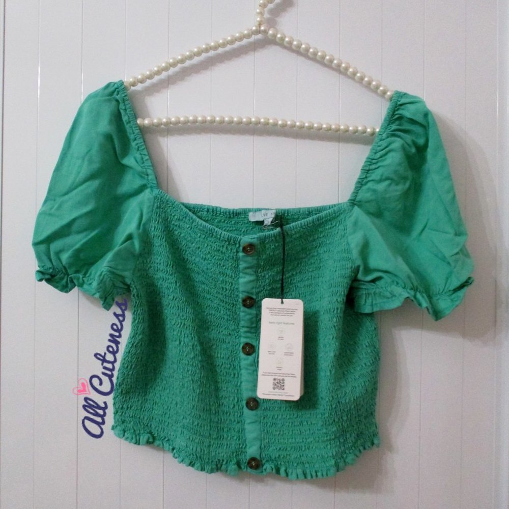 Love Tree Smocked Cropped Top Size L